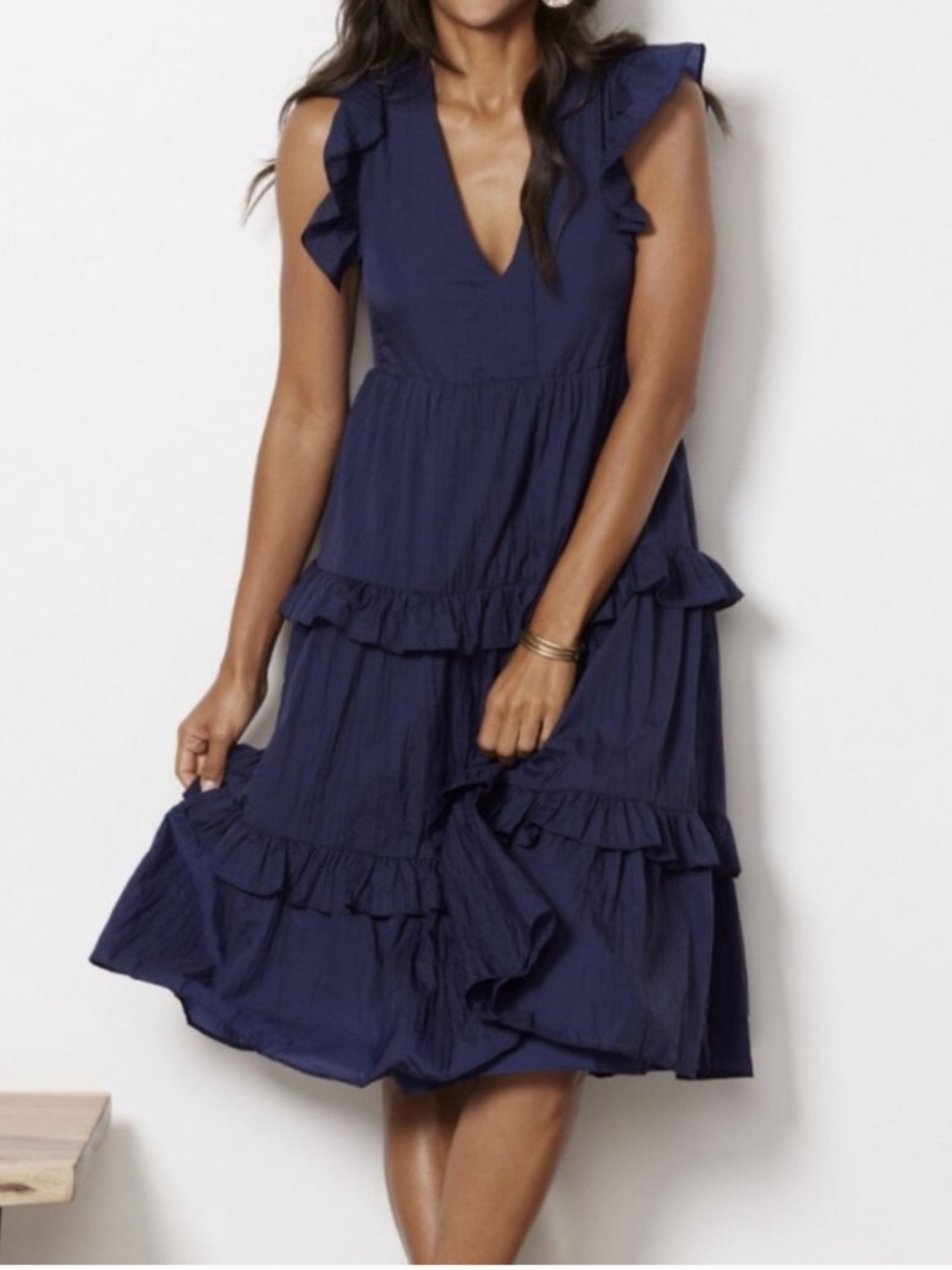 Amanda Uprichard blue Chamiolle ruffled midi dress